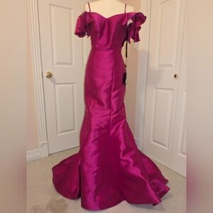 Elegant Fuchsia Off-Shoulder Gown